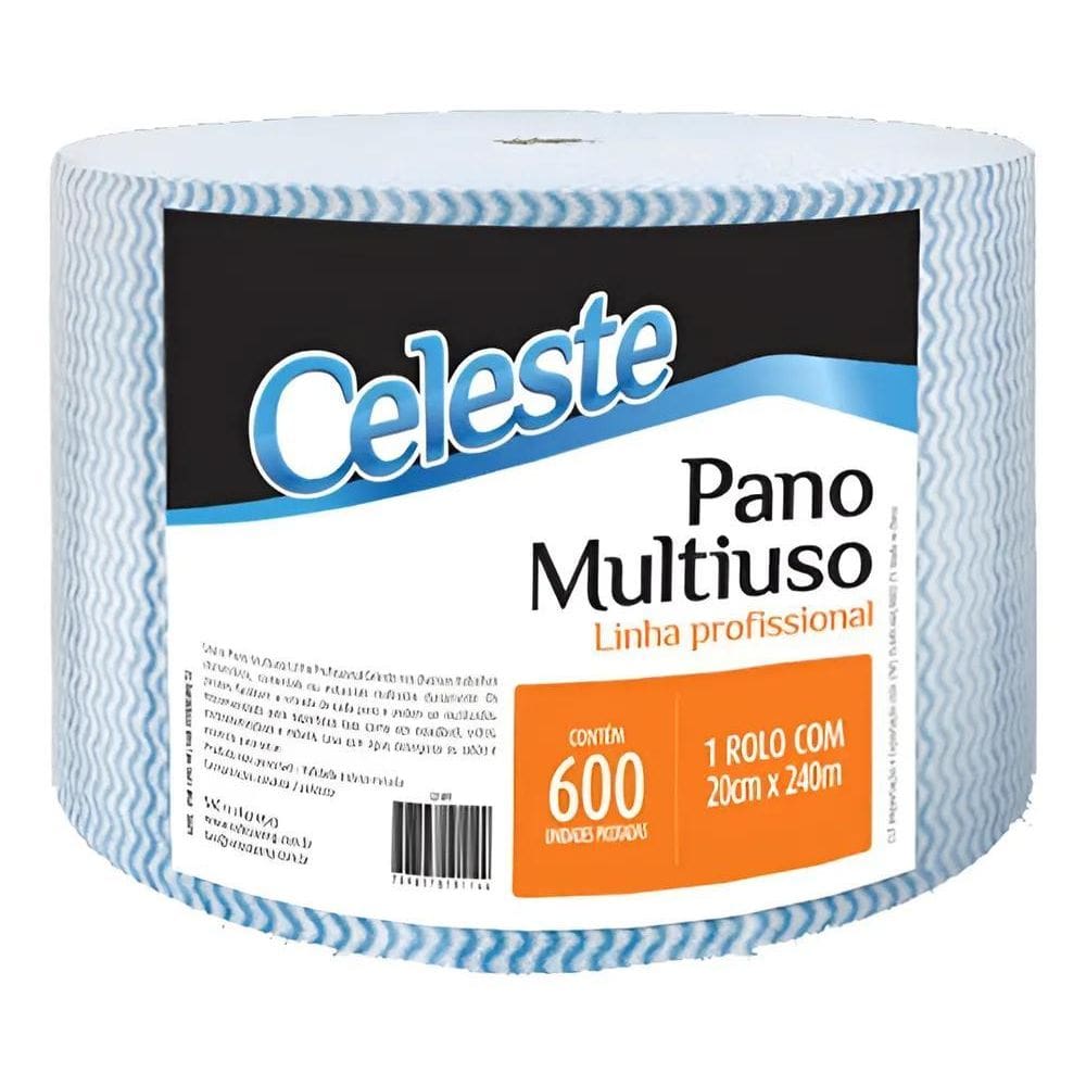 Pano Para Limpeza Celeste Bobina 600 Panos 20X40 Pano Azul