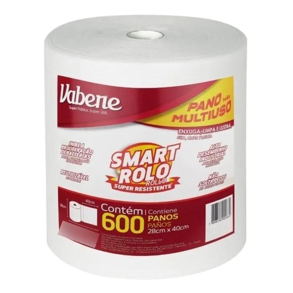 Vabene Smart Rolo Bobina De Pano Multiuso 600 Unidades