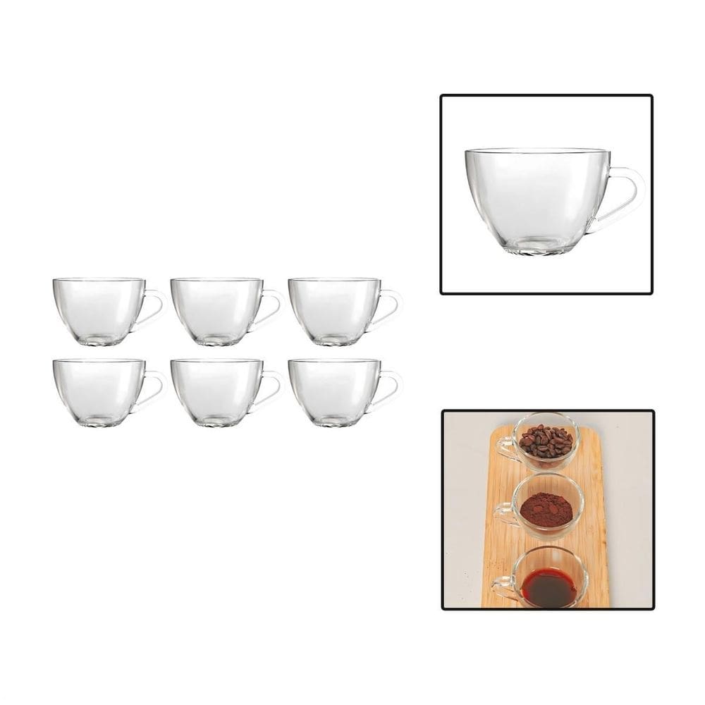 Kit 6 Unidades Xícara De Café Vidro Porto 90Ml