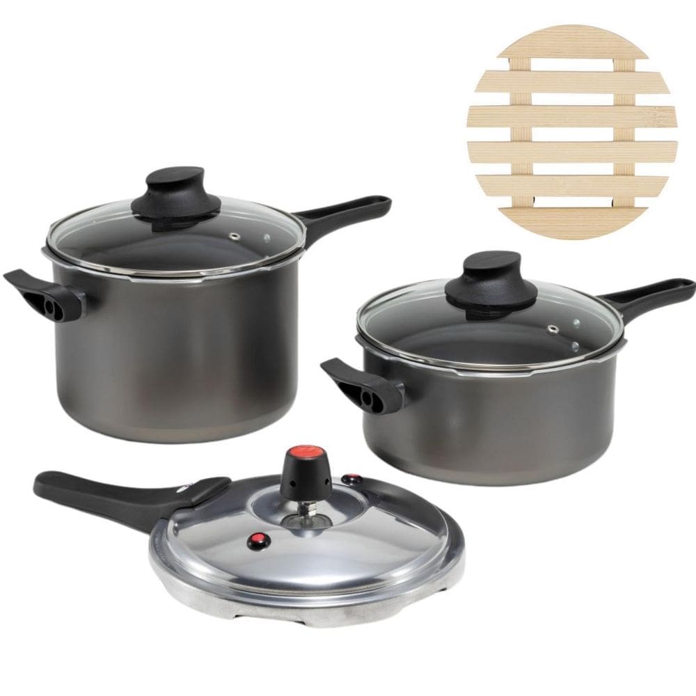 Jogo Panelas De Pressão 2 Em 1 + 02 Descansos De Panela