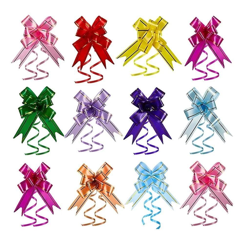 50 Laços Pronto Fácil Mágico M 18X350Mm Fita Para Prese Rosa