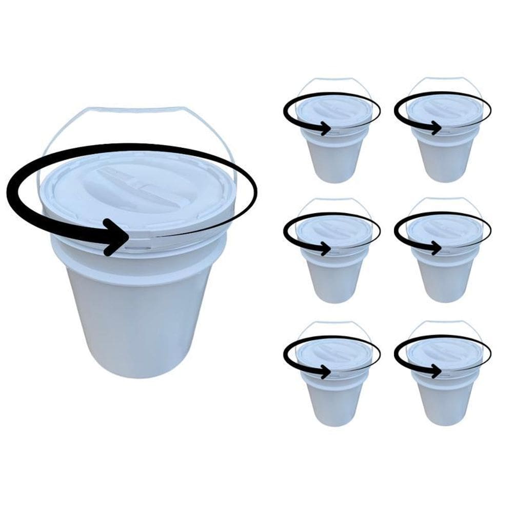 Balde 20L Tampa Rosqueavel Para Cloro - Kit 6 Pçs