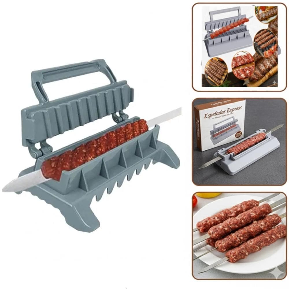 Maquina Espetinho Kafta Kebab Forma Guia Carnes Vegetais Prensa Grande Forma Profissional Churrasco Portatil