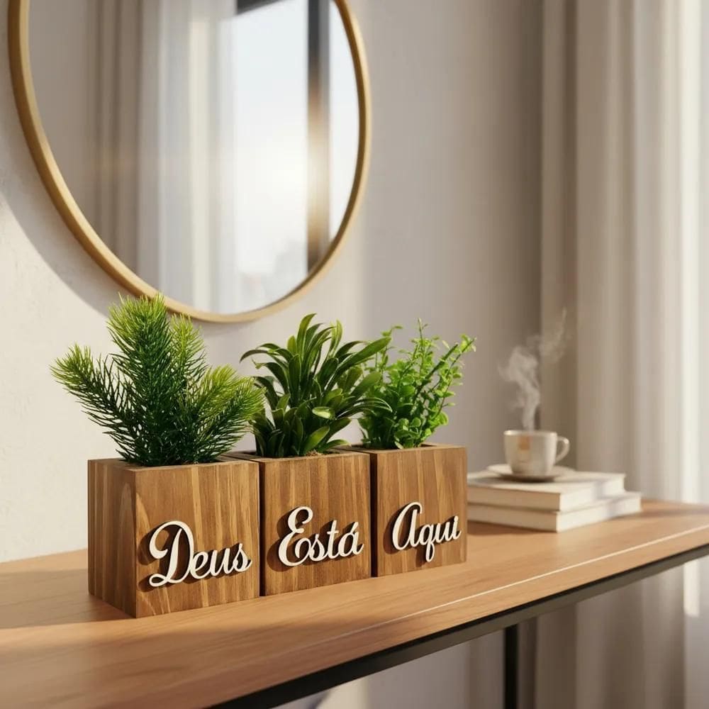 Vaso Decorativo Planta Artificial Decoração Made Marrom-Clar