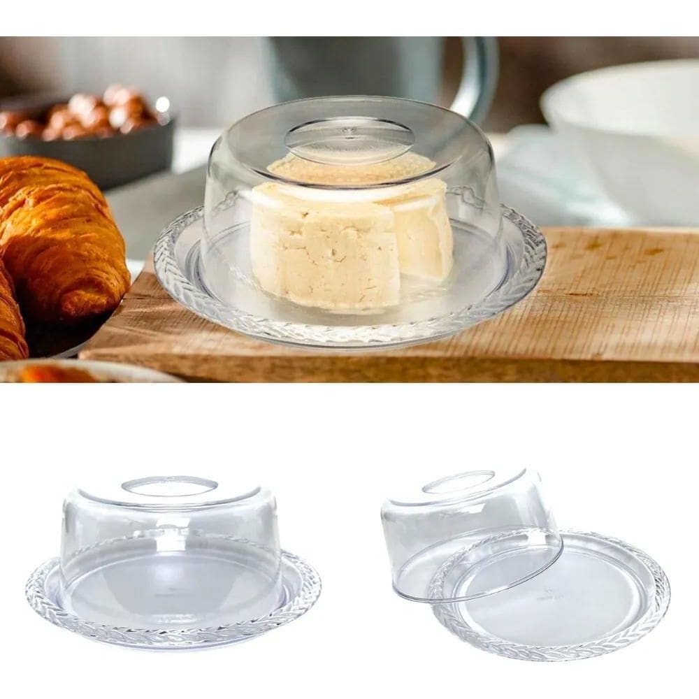 10X Porta Queijo Com Tampa Acrílico - Queijeira Cozinha Cor