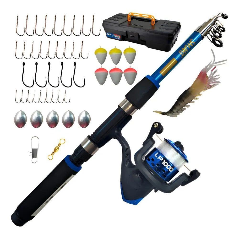 Kit De Pesca Vara + Molinete Maleta E Saquinho Albatroz