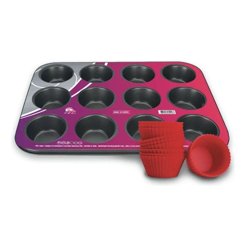 10X Forma Para Cupcakes Em Casa Tem Silicone 12 Compartimen