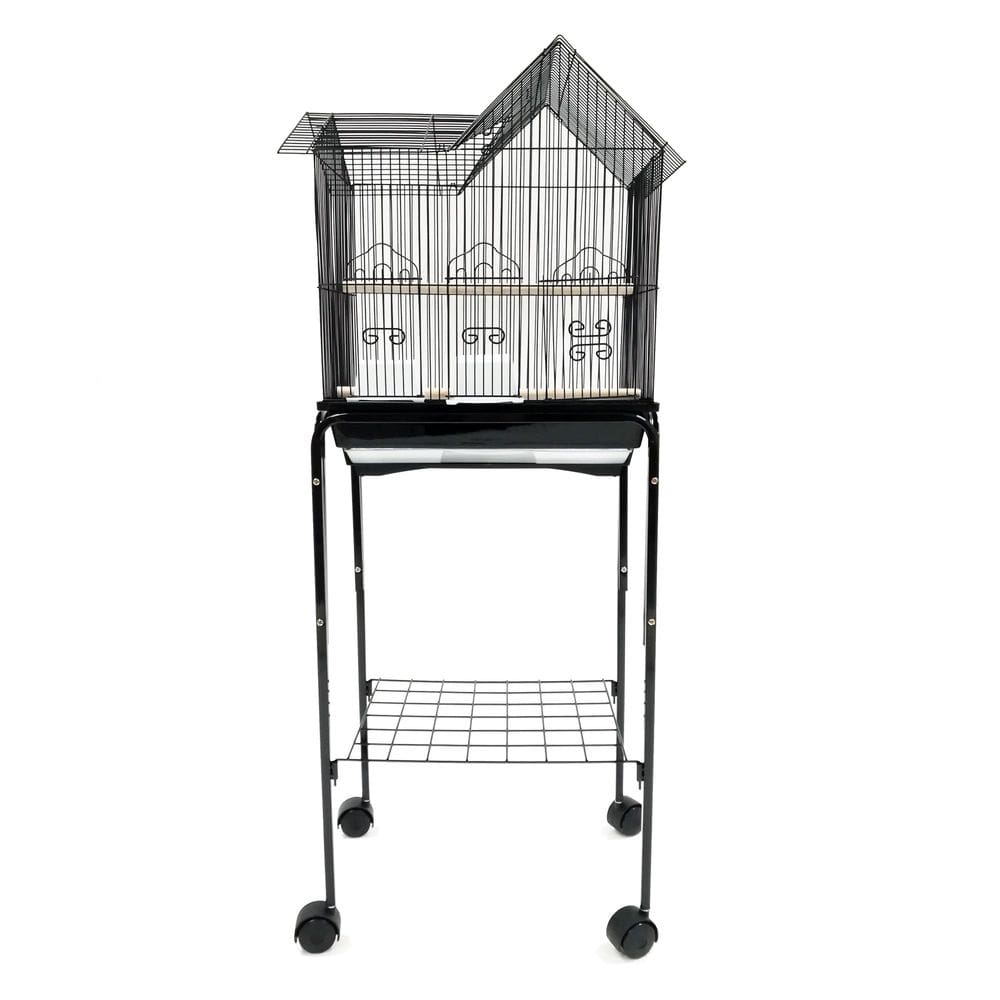 Gaiola para pássaros YML 41x30x51 cm preta com suporte