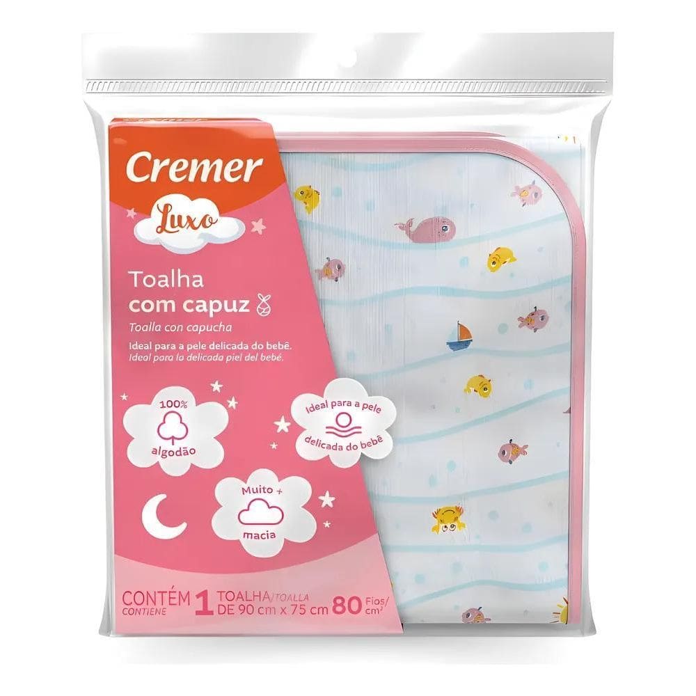 Toalha Fralda Soft Cremer Macia Com Capuz Bebê 90X75Cm Banho