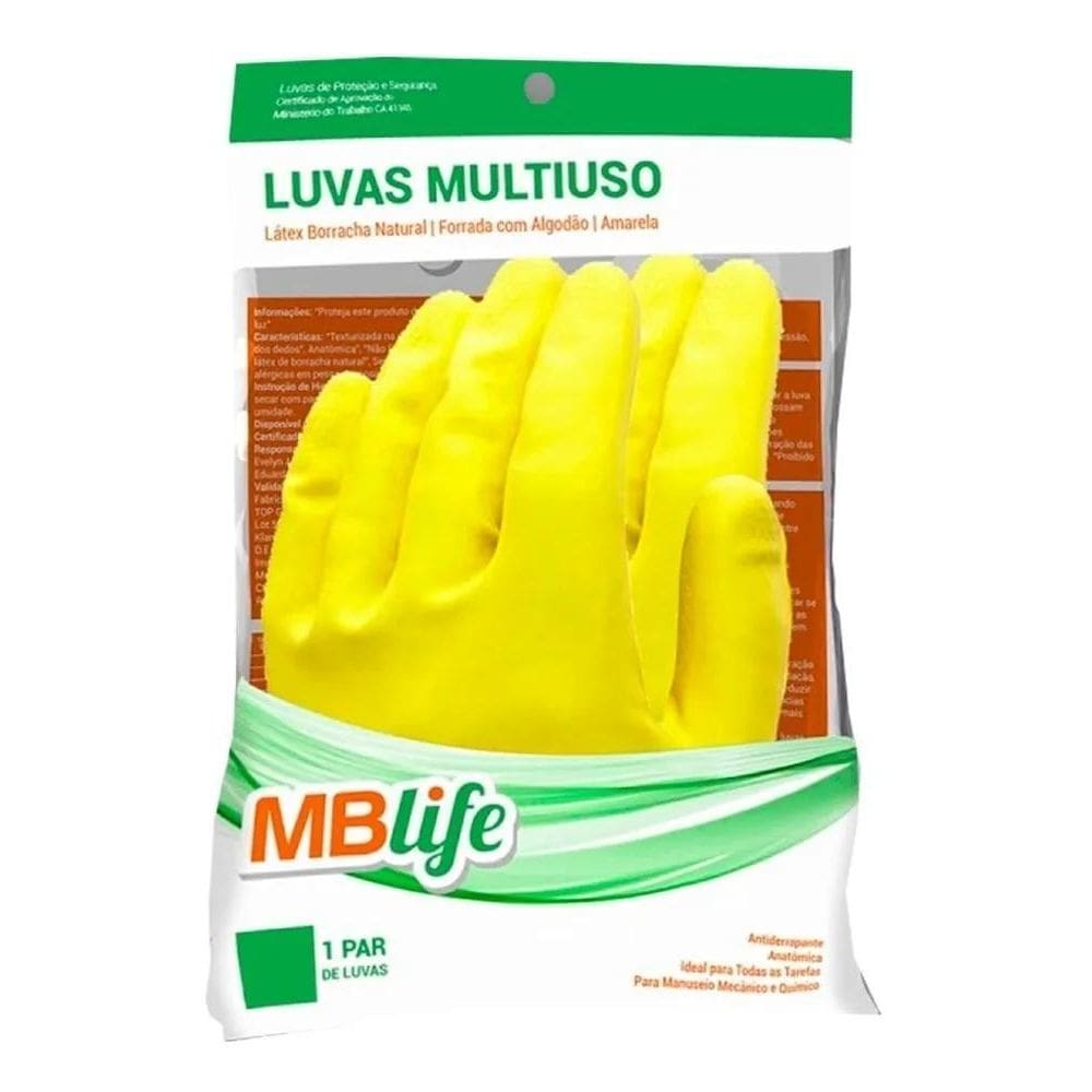 Luva Multiuso Latex Mblife Amarela
