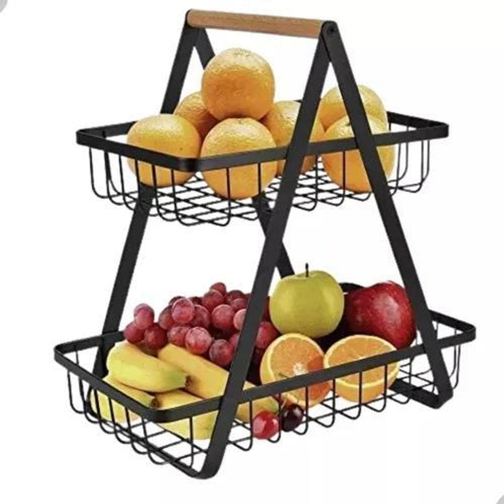 Fruteira Aramada De Mesa Multiuso Organizador 2Andares Metal