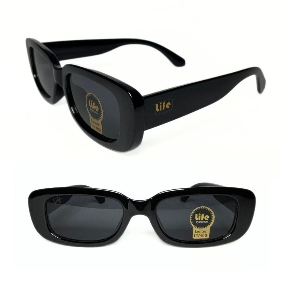 Óculos De Sol Feminino Life Vintage Preto Retangular