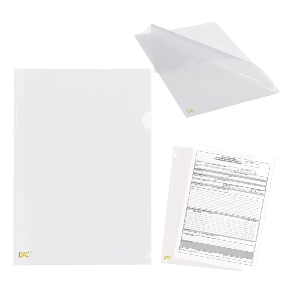Fichário Acp Pasta Em L Transparente 100 Unidades A4