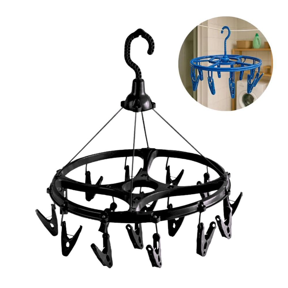 Varal Multiuso 16 Pregadores Roupa Íntima Lavanderia - Preto