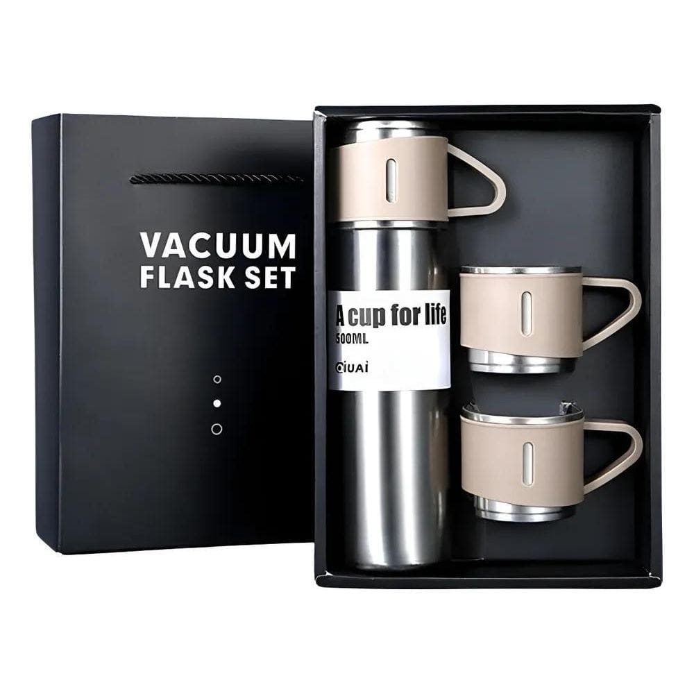 10X Kit Garrafa Térmica + 3 Xícaras Canecas Quente Frio Vác