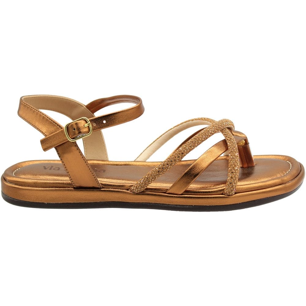 Sandália De Dedo Via Scarpa Tiras Cruzadas Caviar Feminina