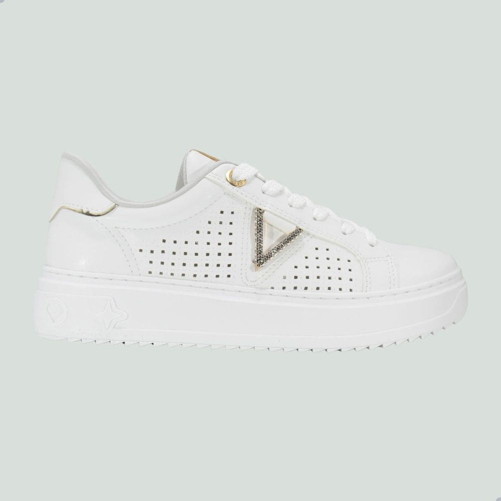 Tênis Casual Via Marte Napa Branco/Ouro 055-037-01