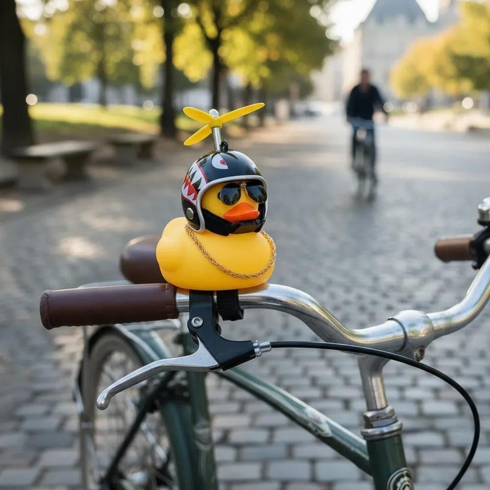 Patinho Amarelo Capacete Bicicleta Moto Criança Bike Buzina