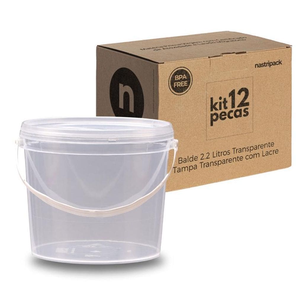 Balde Transparente 2.2L - Kit 12 Pçs