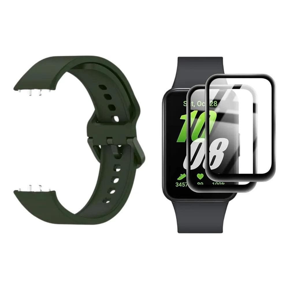 Kit Pulseira + Película Para Smartwatch Galaxy Verde-Florest