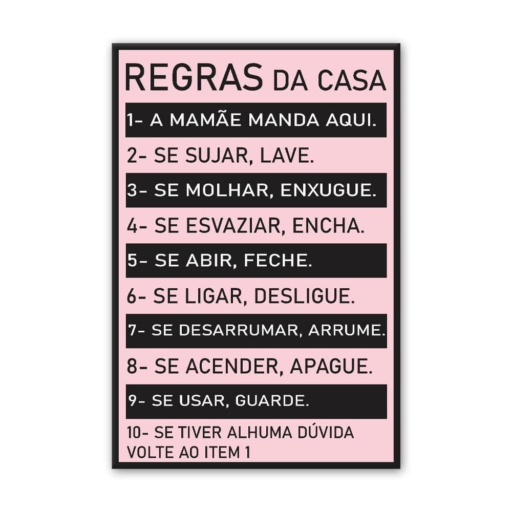 Quadro Decorativo Regras Da Casa