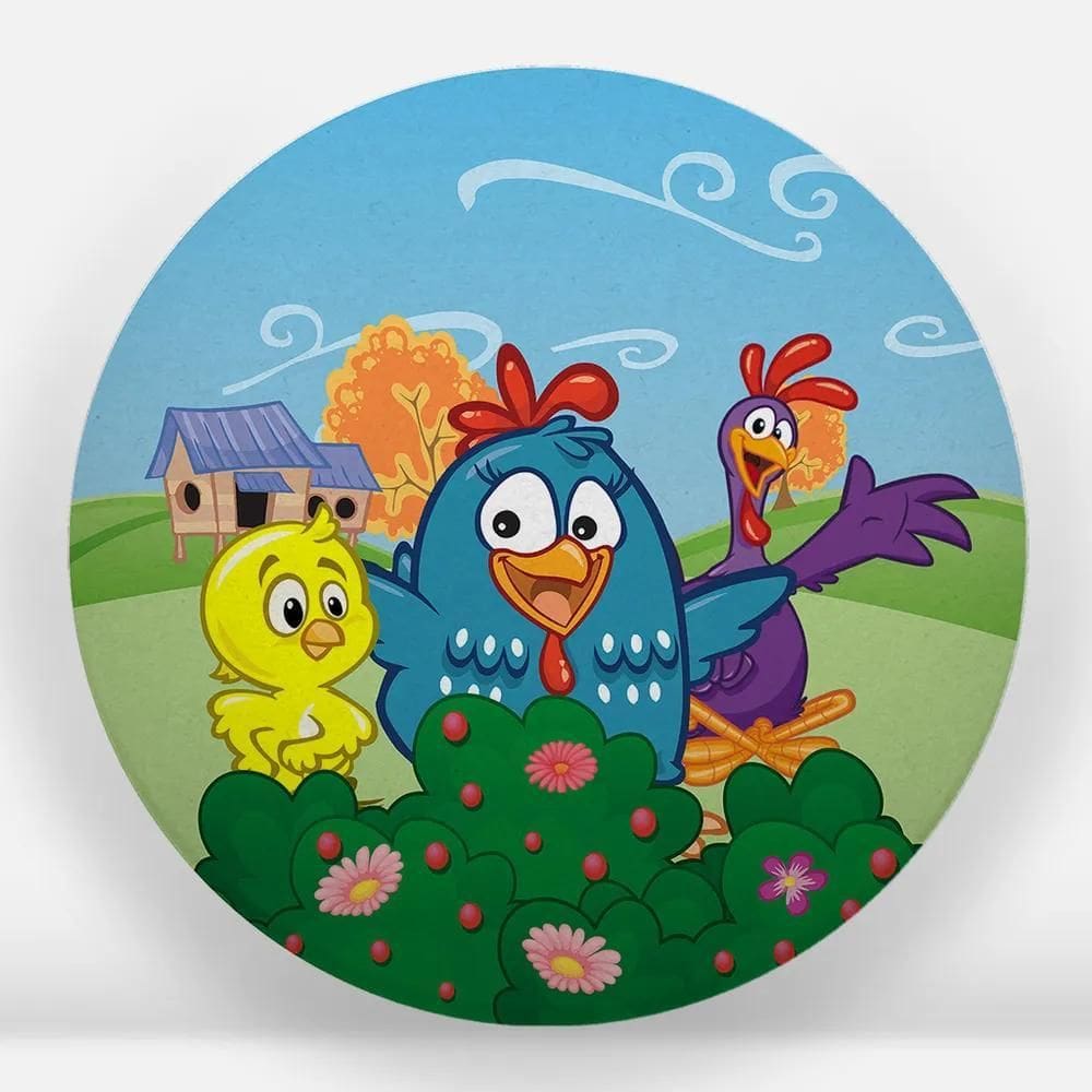 Painel De Festa Redondo Tecido 1, Galinha Pintadinha