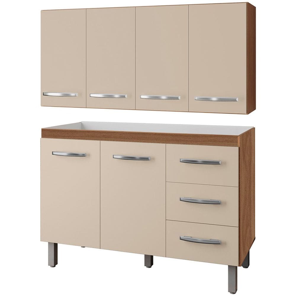 Balcão para Pia 2 Portas e Armário Aéreo 4 Portas Porto