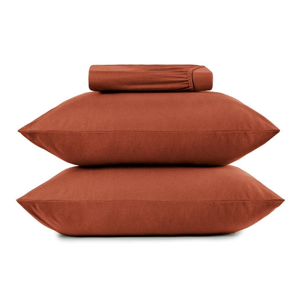 Jogo de Cama Casal 3 Peças Altenburg Malha Fio Penteado Laranja Autumn