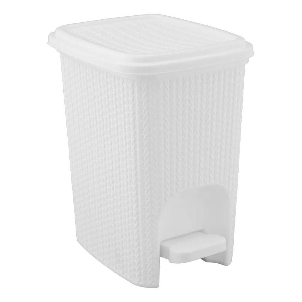 Lixeira Com Pedal Trama Branca 7L Plasútil