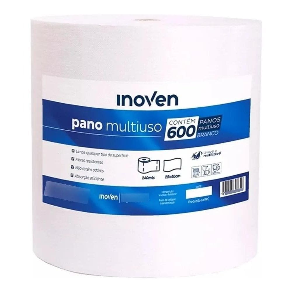 Rolo Branco 600 Panos Multiuso Perfex - Bobina 240M X 28Cm