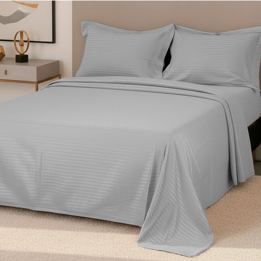 Jogo de Cama Casal Percal 300 Fios 100% Algodão Adamascado 4 Peças – BF Colchões