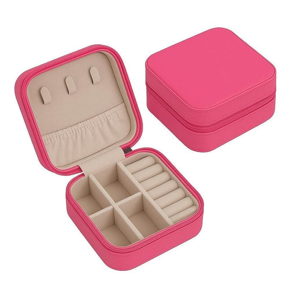 Mini Porta-jóias Em Couro Sintético Rosa Claro