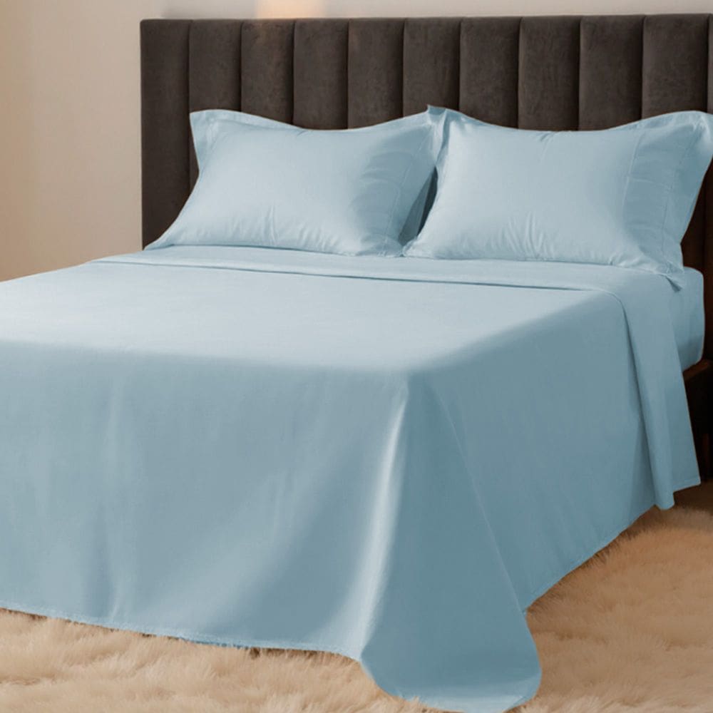 Jogo de Cama Casal 300 Fios Percal 100% Algodão com Bordado 4 Peças BF Colchões