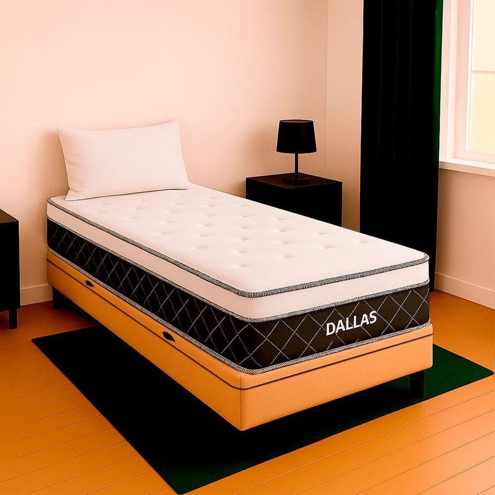 Cama Box Baú E Colchão Dallas Molas V-store 78x188x20 Bege