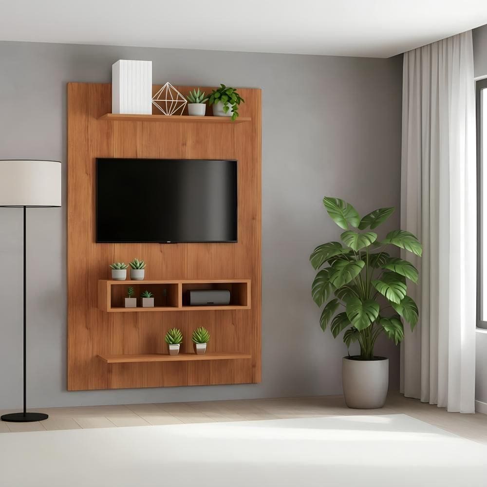 Painel Para Tv Até 50 Polegadas Com Nicho E Prateleiras - Mel