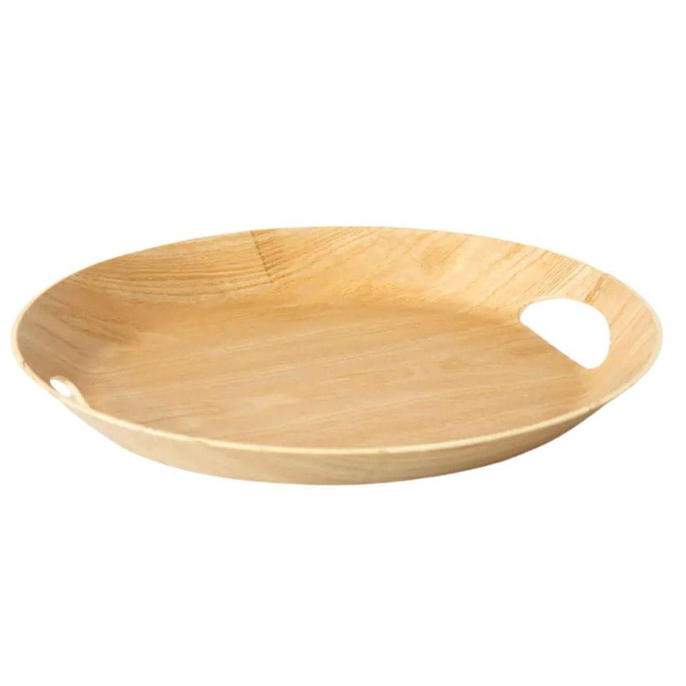 Bandeja Oval Para Servir 100% Bambú Com Alça Café Bebidas