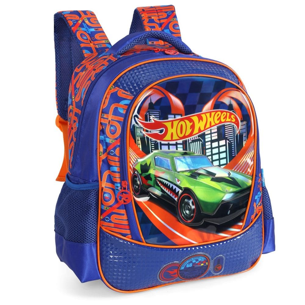 Mochila Escolar De Costas Hot Wheels Cor Azul Luxcel