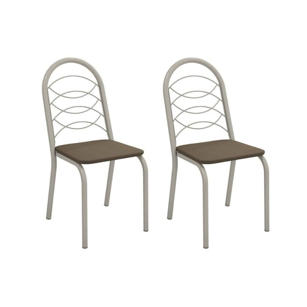 Cadeira De Cozinha Holanda 2c009nk Aço Kit 2 Un Niquel-suede Cappuccino - Kappesberg