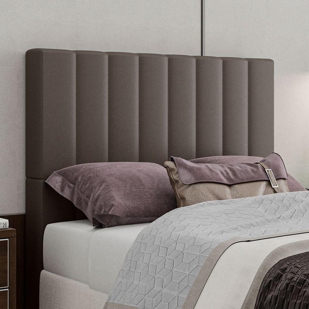 Cabeceira Estofada Queen 160 Cm Esmeralda Corino Marrom