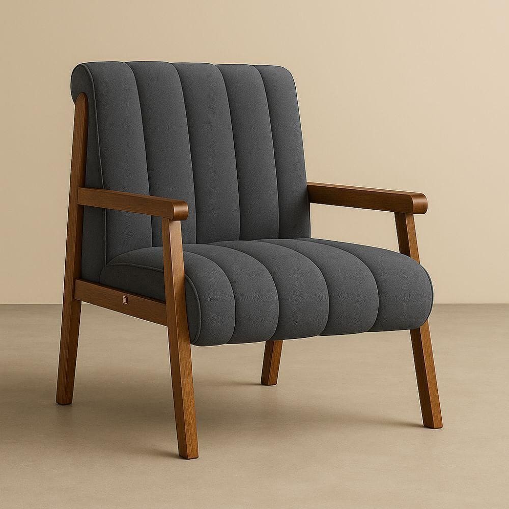 Poltrona Conceito Belga Bouclé Premium Cinza