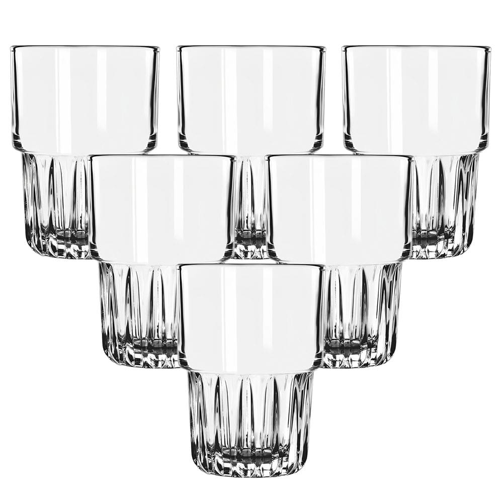 Jogo C/6 Copos de Vidro Empilháveis 360ml P/ Agua Suco Bebidas