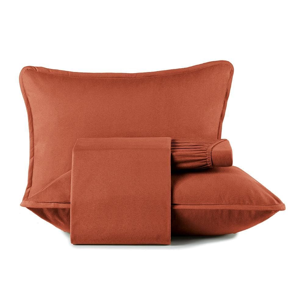 Jogo de Cama Altenburg Casal 4 Peças Malha Fio Penteado Laranja Autumn