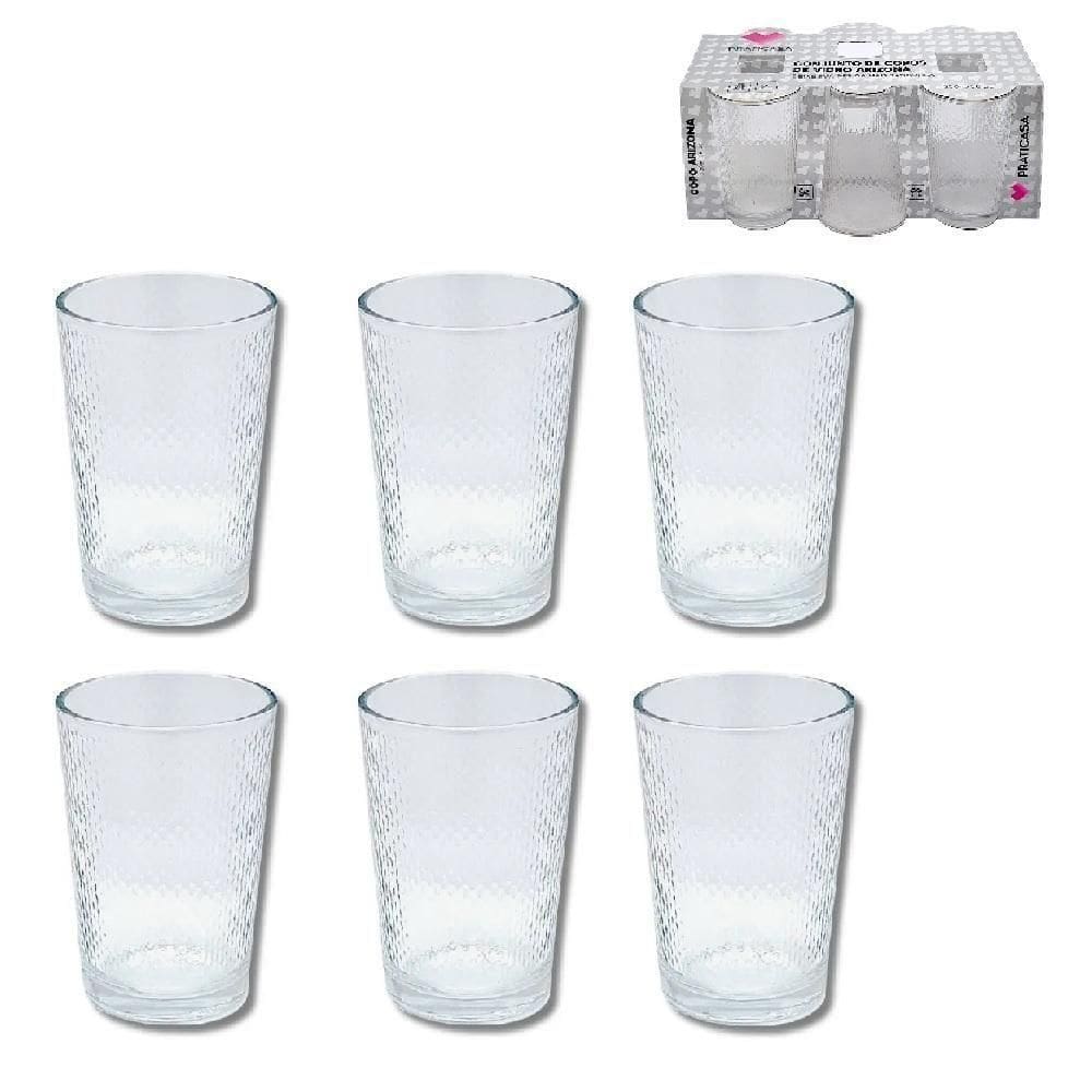 Kit Jogo 6 Copo Vidro Bebidas Água Suco Cerveja Drinks 200ml Diamond Bar Restaurante Baixo Multiuso Conjunto Redondo