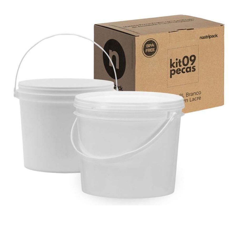 Balde Para Rede Hoteleria 1.8L Branco 9 Pçs