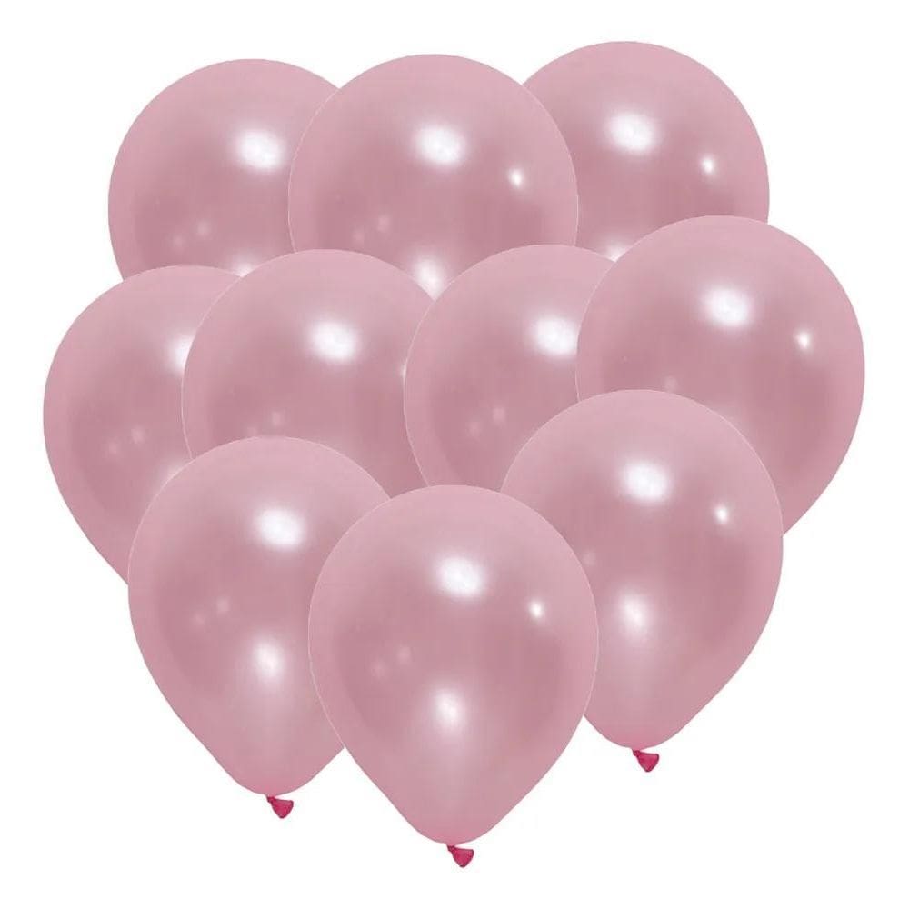 Bexiga Balão Pérola Metalizado Nº 10 Pol Rosa Claro Cód. 30