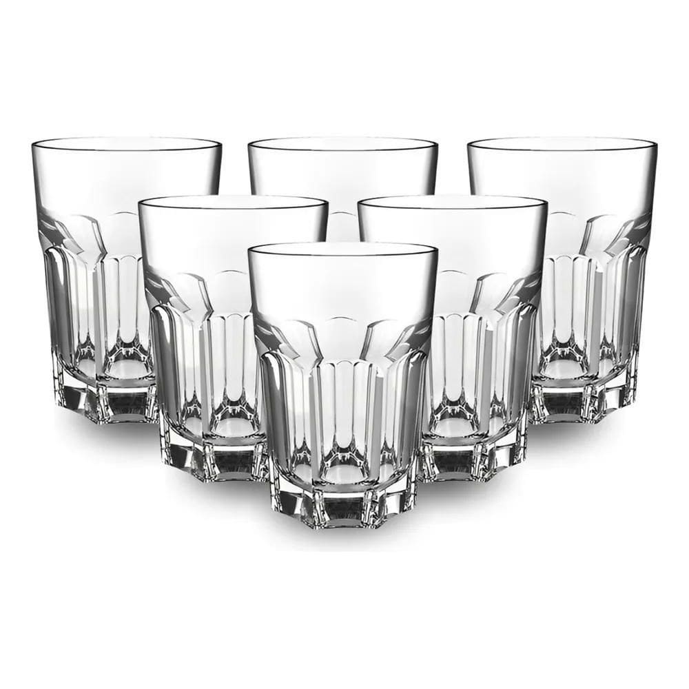 10X Jogo De Copos Vidro Kit 6 Peças 360Ml Cozinha Água Suco