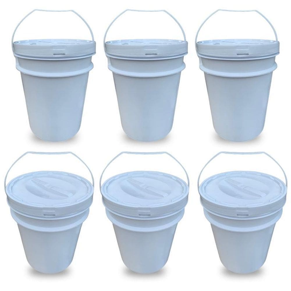 Balde Com Norma Técnica Tampa Rosca - Kit 6 Pçs