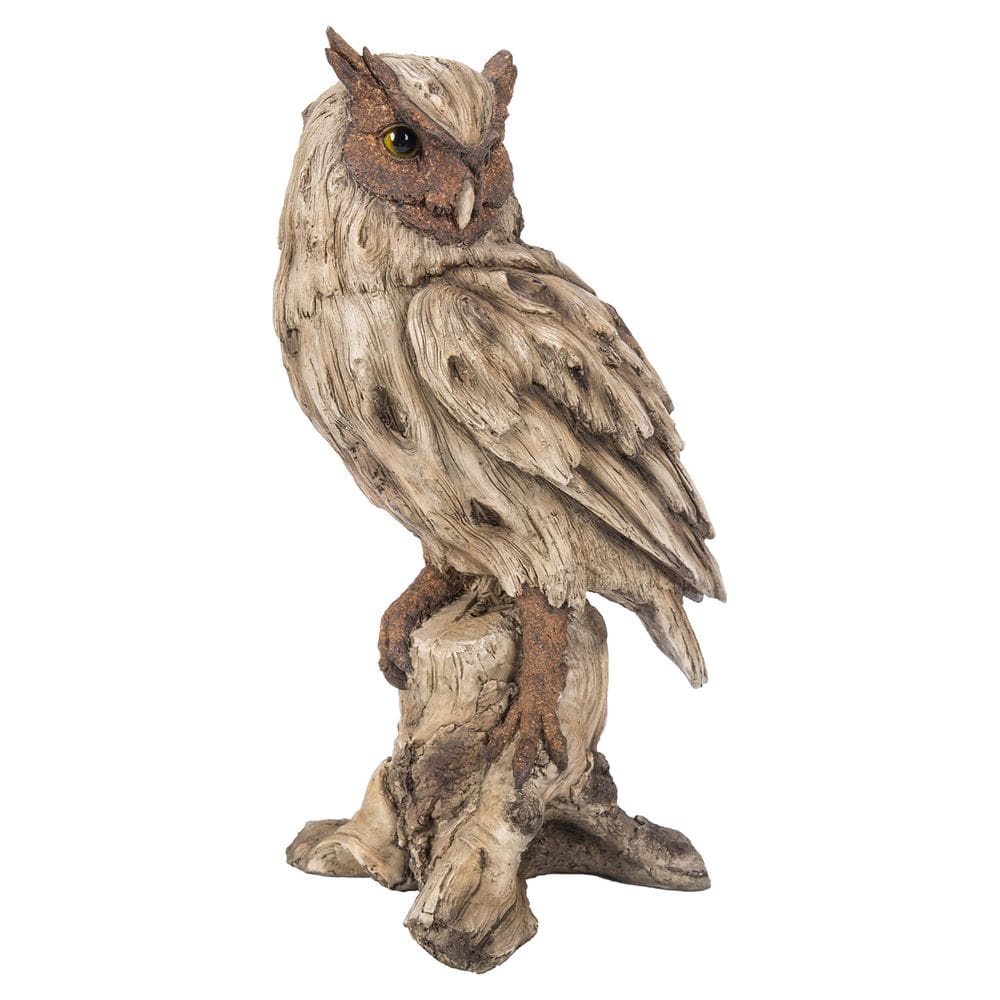 Poliresina Sculpture Hi-Line Gift Ltd Eagle Owl Driftwood
