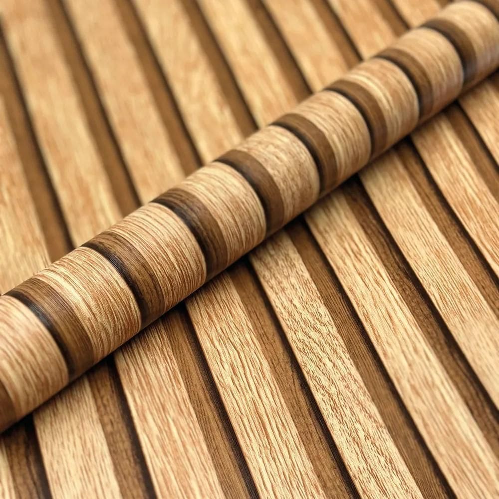 Papel De Parede Adesivo Ripas De Madeira Ripado Noce Amêndo