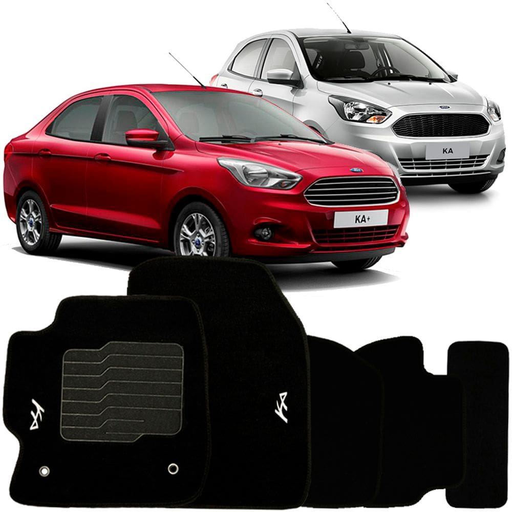 Tapete Carpete Ford Ka 2014 à 2021 Logo Bordado Jogo 5 Peças Personalizado Automotivo